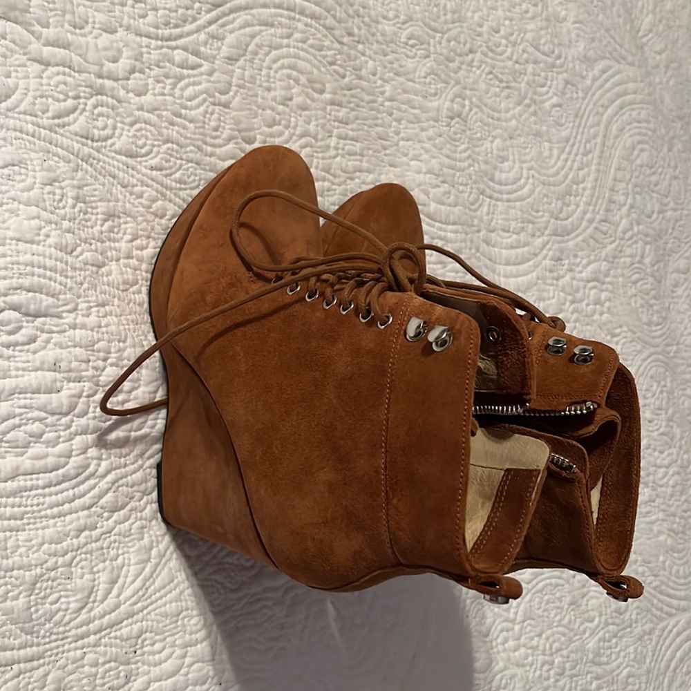 Michael Kors Leather Upper Rubber Sole Wedged Ankle Bootie
